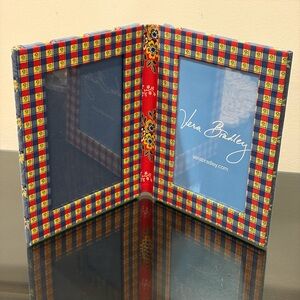 Vera Bradley Red Yellow Navy Plaid Double Photo Frame